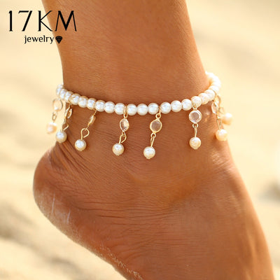 17KM Bohemian Imitation Pearl Anklets