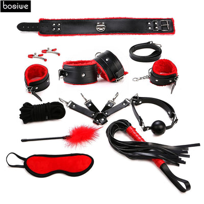 Sex Products 11 Pcs/Set BDSM Bondage Set Leather Fetish