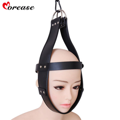 Morease BDSM Bondage Head harness Restraints,Leather Hanging Suspension Hanger,Fetish Adult Game Sex Toys For Couple