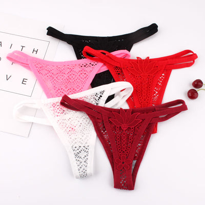 Lady flower lace openwork gstring thongs