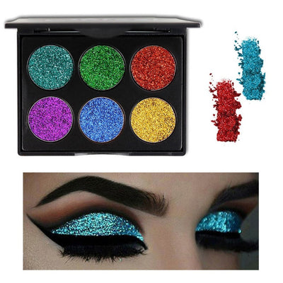 2018 6 Colors Waterproof Long-lasting Eyeshadow Palette Diamond Shimmer Glitter Powder Eye Shadow Palette  Eyeshadow  Makeup