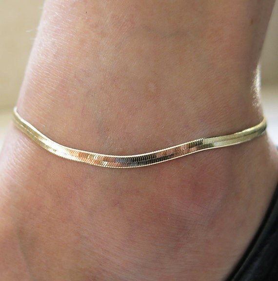 fashion metal flat snake chain anklet bracelet