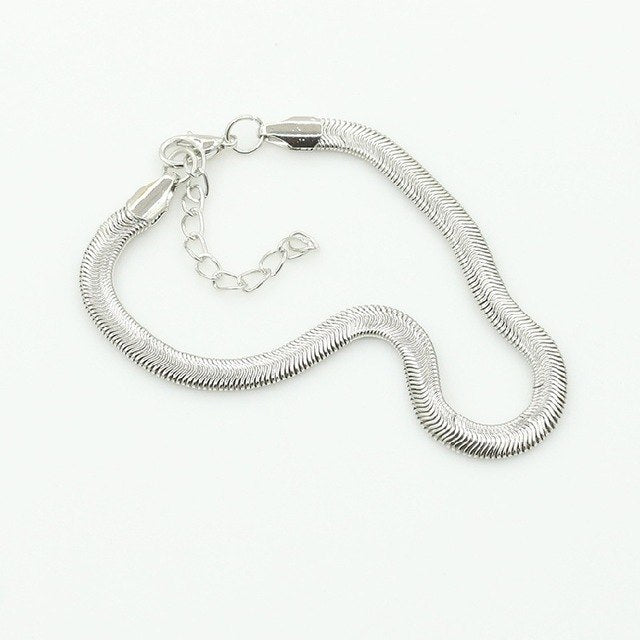 fashion metal flat snake chain anklet bracelet