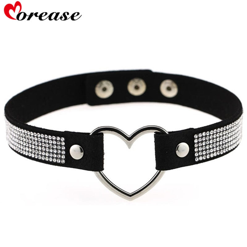 Morease Rhinestone Collar Punk Style Leather Necklace Sex Toys Bondage Erotic Bdsm brinquedo Sexo Fetish Toy Adult Games