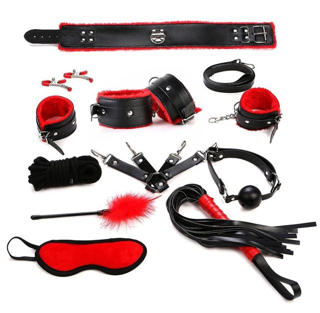 Sex Products 11 Pcs/Set BDSM Bondage Set Leather Fetish