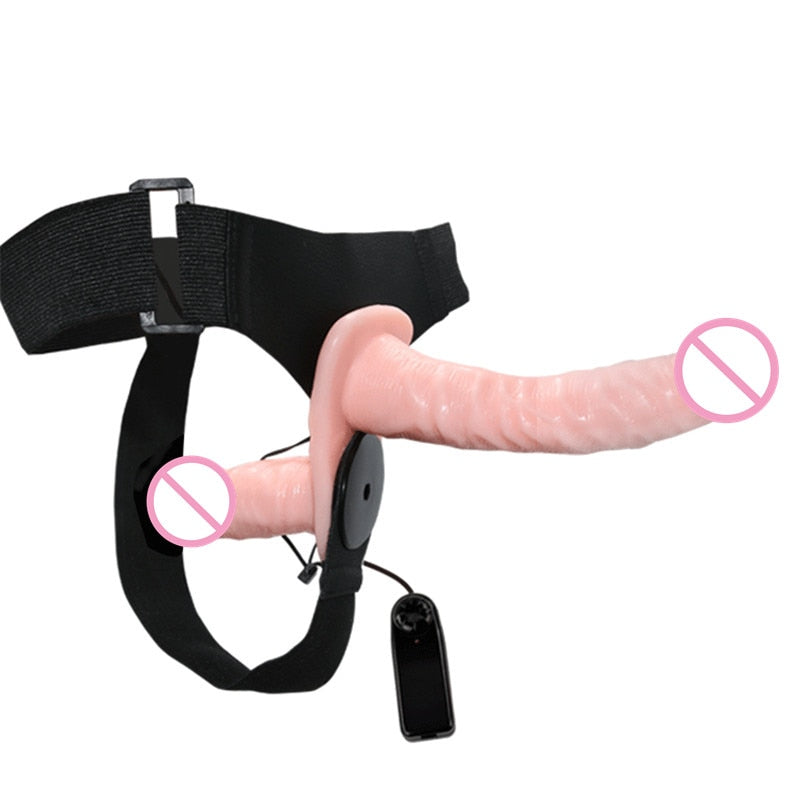 New Strap On vibrating Double Dildos with black Thongs,