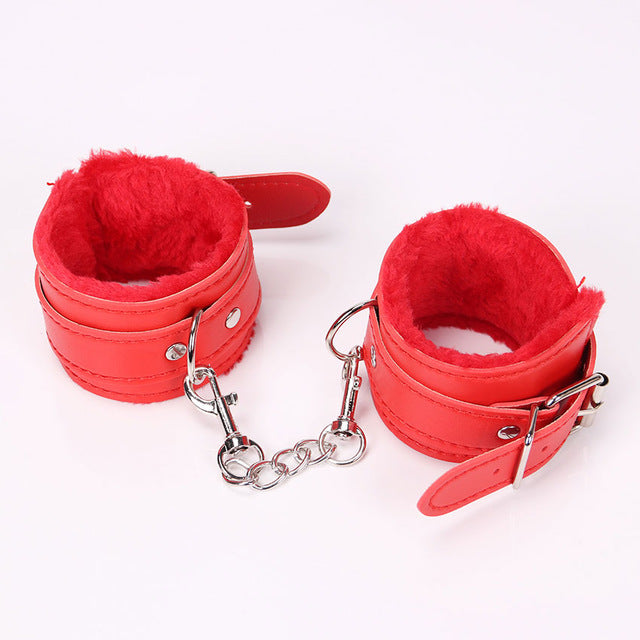 1 pair Black Soft PU Leather Handcuffs Restraints