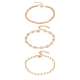 Vienkim 3Pcs/lot Crystal Sequins Anklet Set