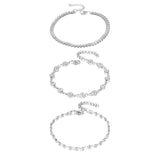 Vienkim 3Pcs/lot Crystal Sequins Anklet Set