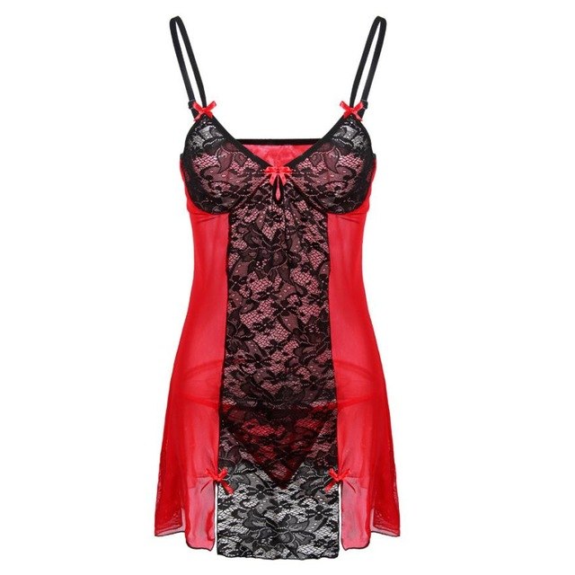 Plus Size 6XL Women Sexy Lingerie Hot Erotic Underwear Sleepwear Lace Floral Bow Nightwear Female Dress and Thongs Set Costumes