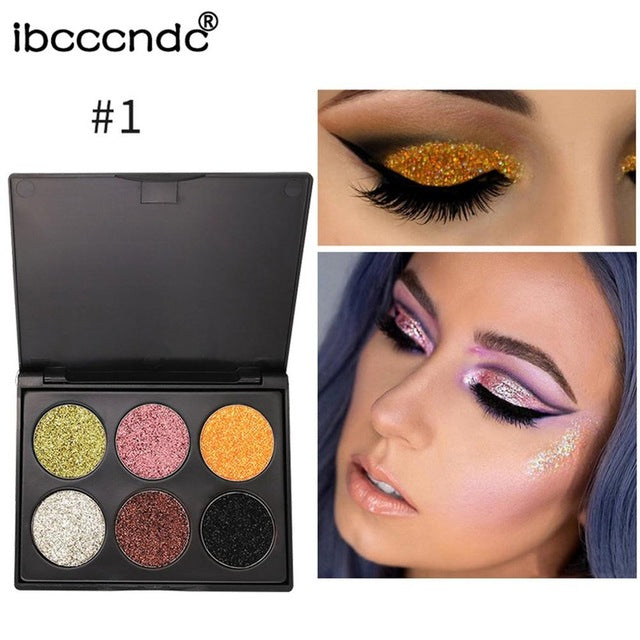 2018 6 Colors Waterproof Long-lasting Eyeshadow Palette Diamond Shimmer Glitter Powder Eye Shadow Palette  Eyeshadow  Makeup