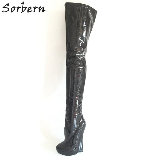 Sorbern Casual Crotch Thigh High Women Boots Side Zipper Real ImageCross Dressing Boots